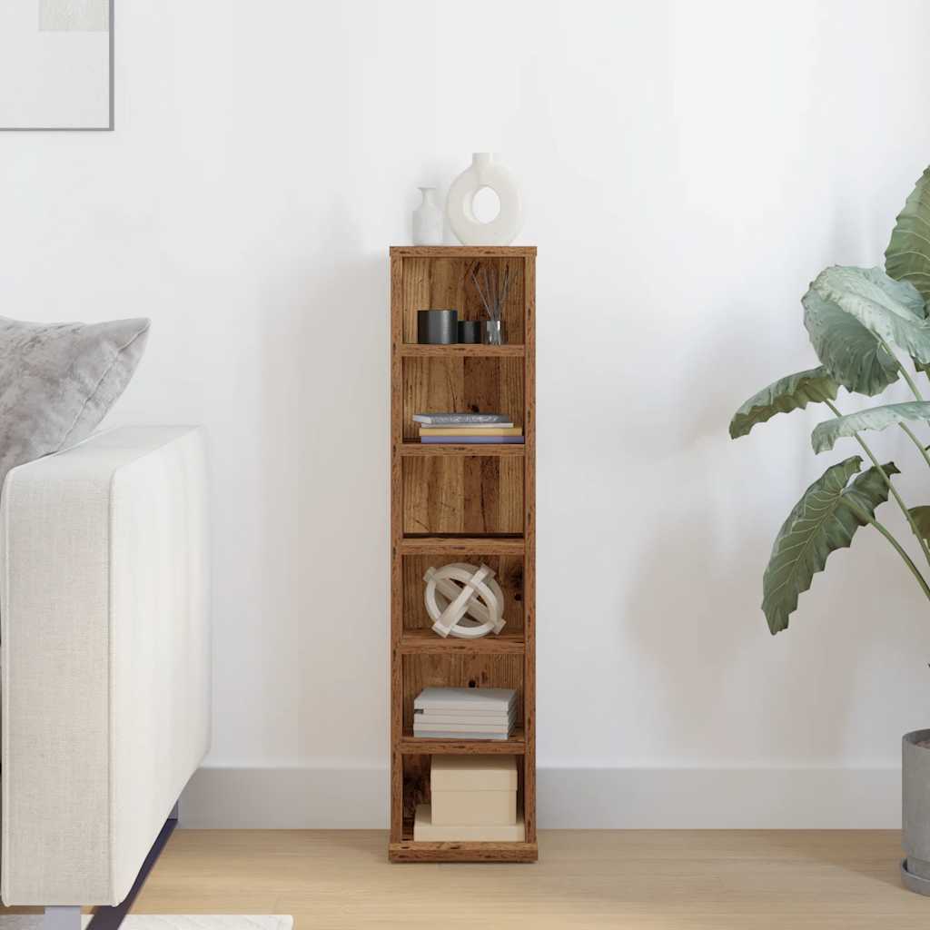 HKH Mueble para CD de Madera Antigua Tallada - 21x20x88 Cm