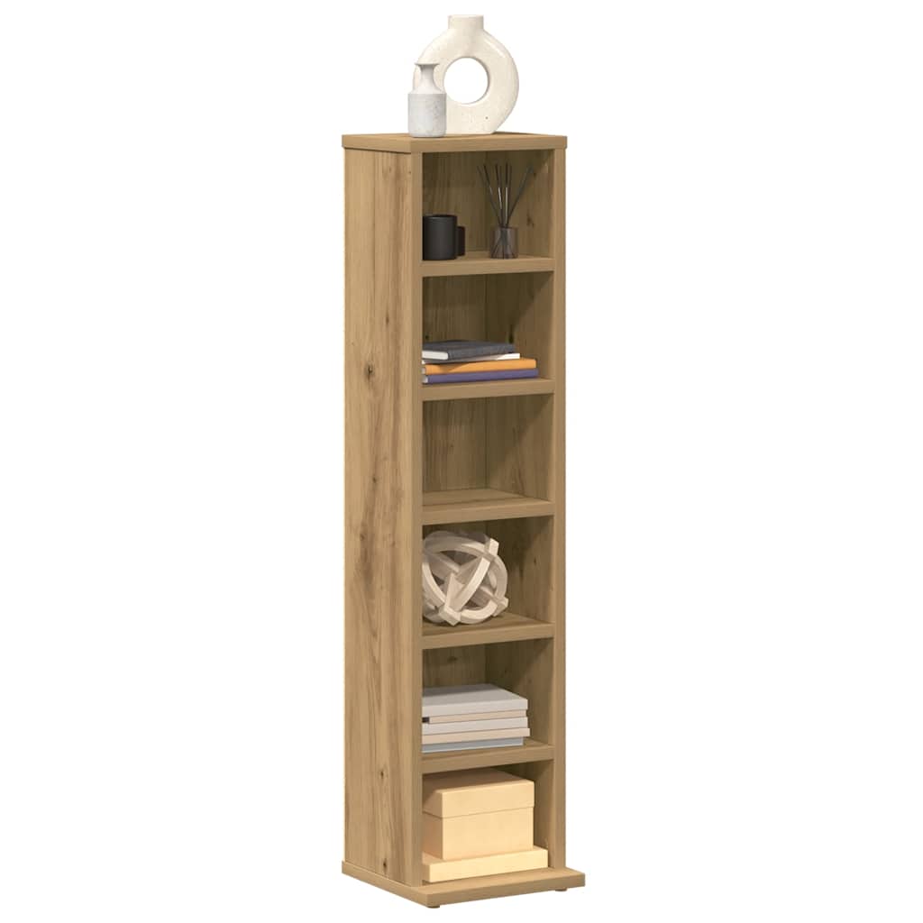 HKH Armario para CD de aglomerado de madera de roble artesanal - 21x20x88 Cm