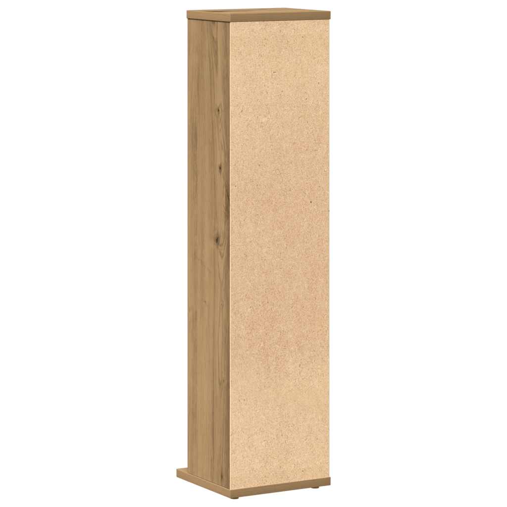 HKH Armario para CD de aglomerado de madera de roble artesanal - 21x20x88 Cm