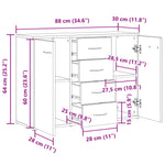 HKH Aparador em derivados de Madeira com 2 Portas e 4 Gavetas 88 X 30 X 64 Cm - Madeira Velha