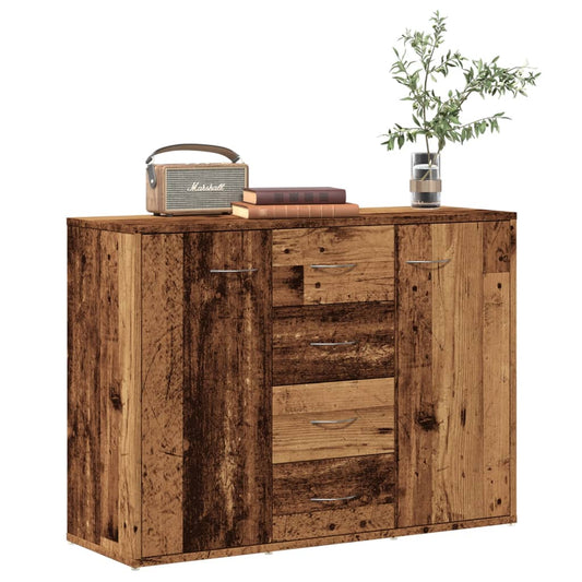 HKH Aparador em derivados de Madeira com 2 Portas e 4 Gavetas 88 X 30 X 64 Cm - Madeira Velha