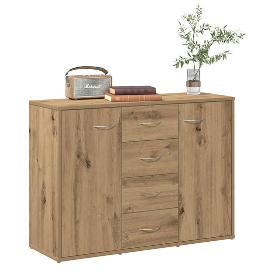 HKH Aparador em derivados de Madeira com 2 Portas e 4 Gavetas 88 X 30 X 64 Cm - Carvalho Artisiano