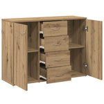 HKH Aparador en derivados de madera con 2 Puertas y 4 Cajones 88 X 30 X 64 Cm - Roble Artesanal