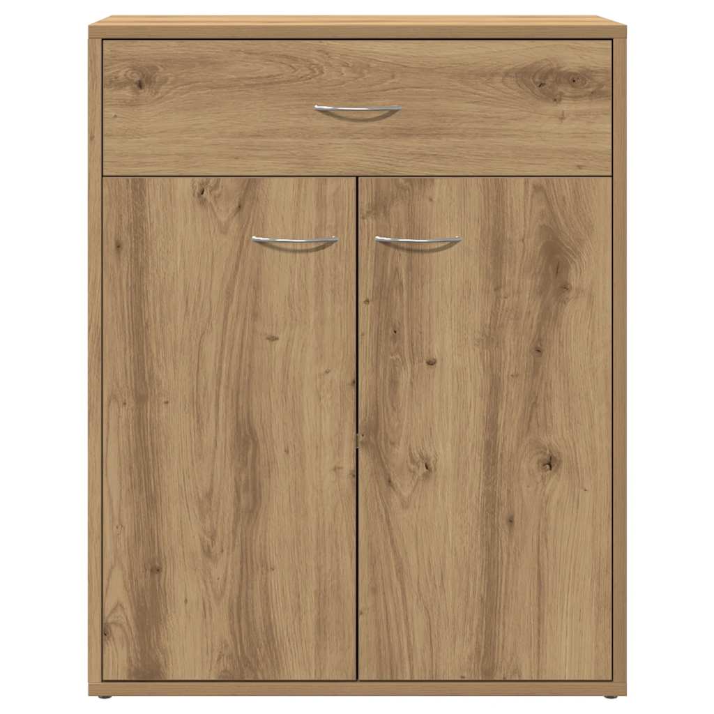 Aparador clásico HKH en derivados de madera con 2 puertas y 1 cajón 60 X 30 X 75 cm - Roble artesano