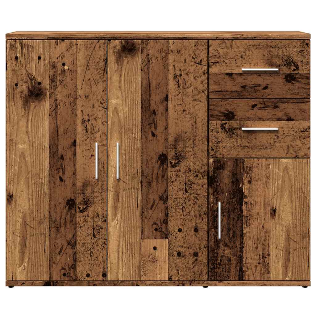 HKH Aparador Clássico em derivados de Madeira, Ferro com 3 Portas e 2 Gavetas 91 X 29,5 X 75 Cm - Madeira Velha