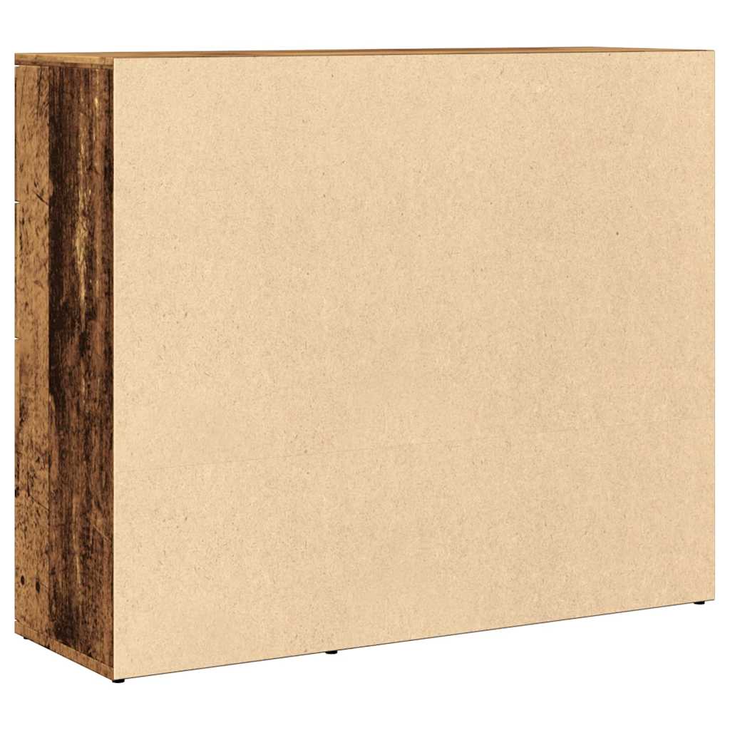 HKH Aparador Clássico em derivados de Madeira, Ferro com 3 Portas e 2 Gavetas 91 X 29,5 X 75 Cm - Madeira Velha