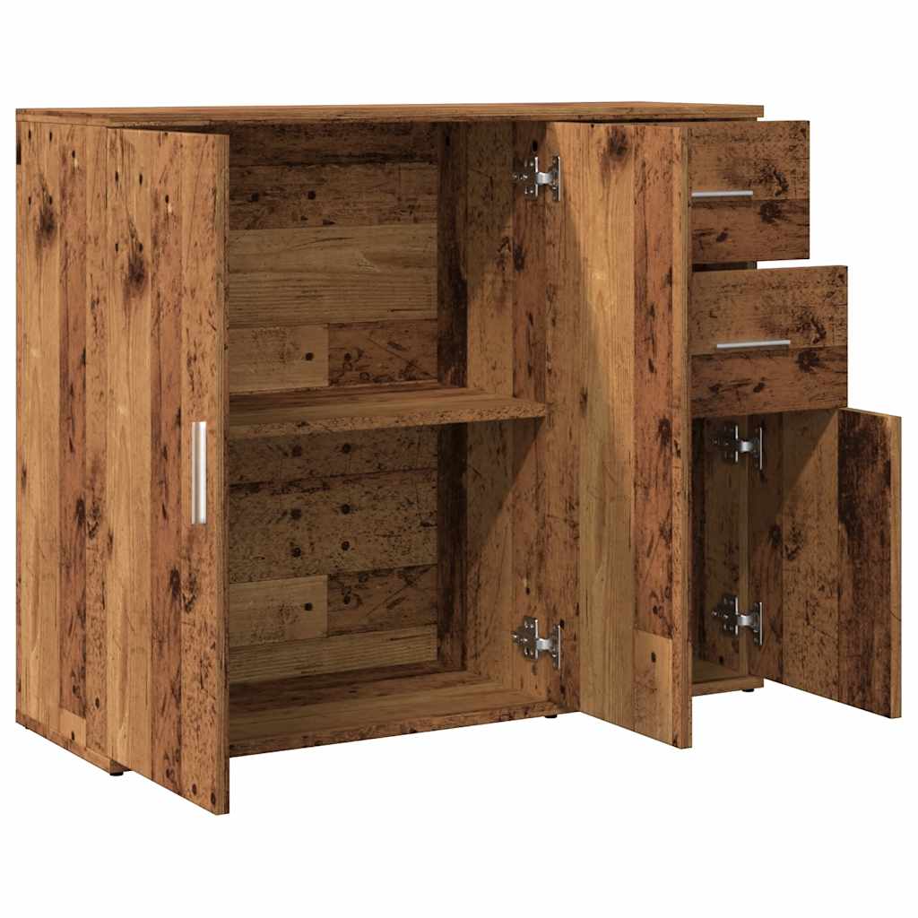 HKH Aparador Clássico em derivados de Madeira, Ferro com 3 Portas e 2 Gavetas 91 X 29,5 X 75 Cm - Madeira Velha