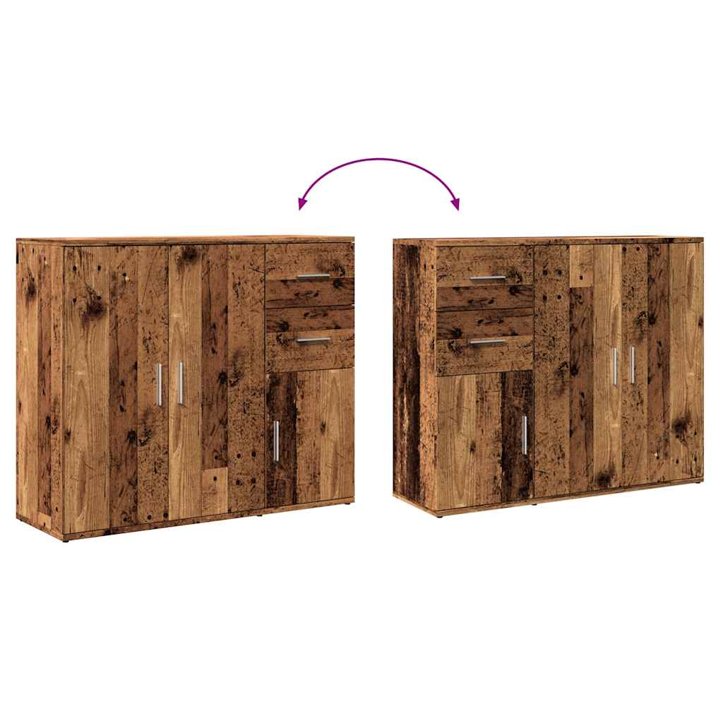 HKH Aparador Clássico em derivados de Madeira, Ferro com 3 Portas e 2 Gavetas 91 X 29,5 X 75 Cm - Madeira Velha