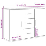 HKH Aparador Clásico en derivados de Madera, Metal 90 X 29,5 X 65 Cm - Madera Antigua