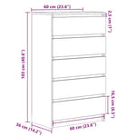 HKH Cajonera Alta de derivados de Madera 60 X 36 X 103 Cm - Madera Envejecida