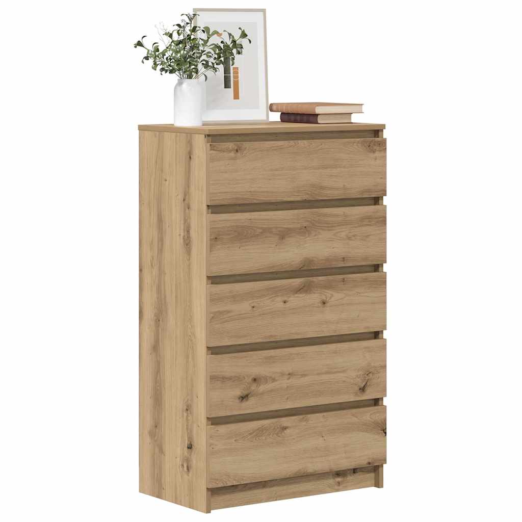 HKH Armario Cajones Alto en derivados de Madera 60 X 36 X 103 Cm - Roble Artesano