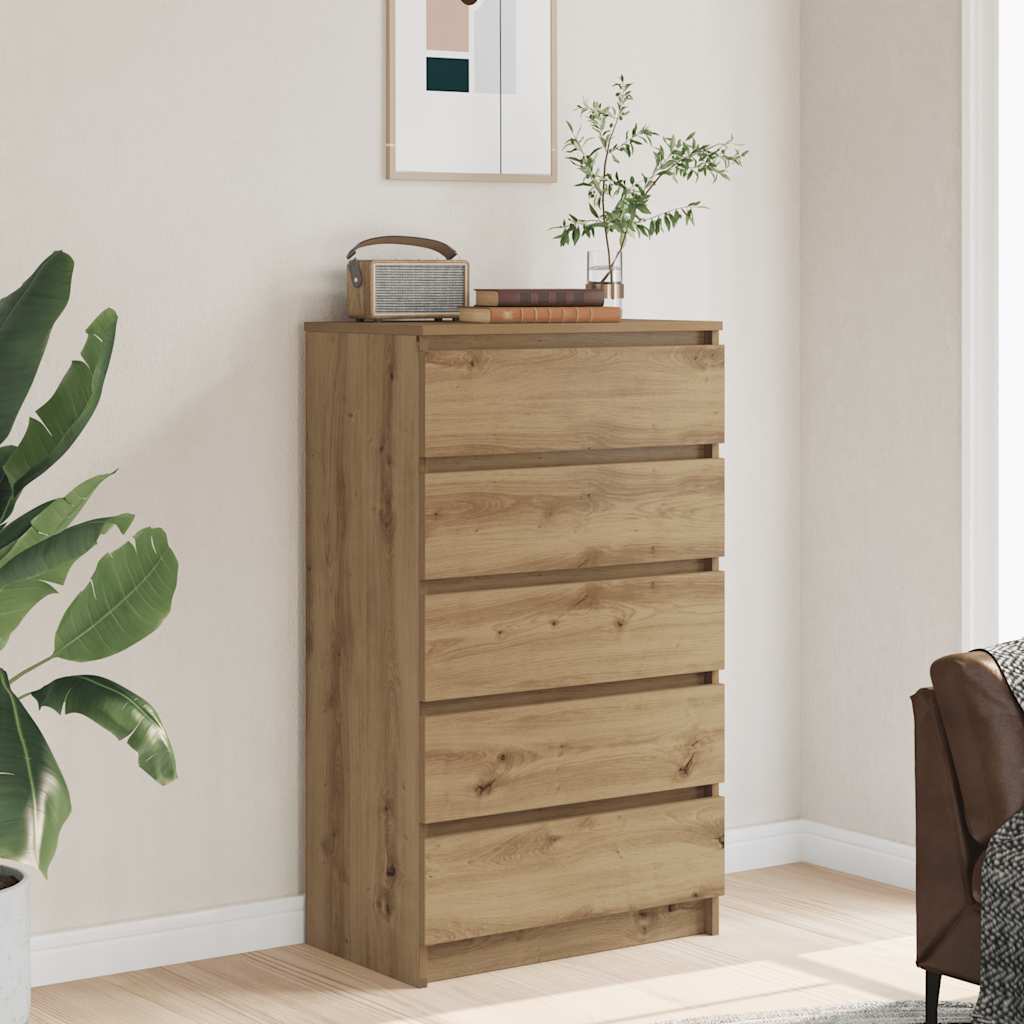 HKH Armario Cajones Alto en derivados de Madera 60 X 36 X 103 Cm - Roble Artesano
