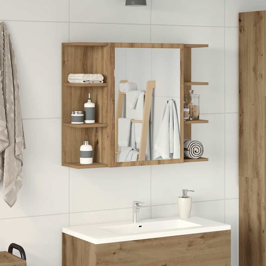 HKH Armario de Baño con Espejo en Roble Artesanal