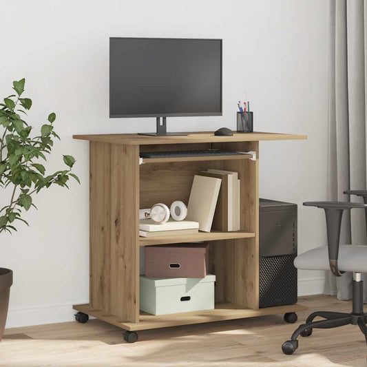 Mesa de ordenador HKH de madera de roble artesanal