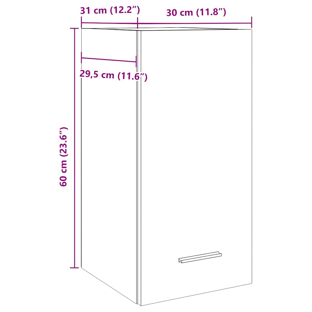HKH Armário Suspenso Lyon em Carvalho Artisiano - 30x31x60 Cm