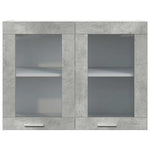Armario de pared HKH con puerta de cristal Lyon de cemento - 80x31x60 cm - Gris