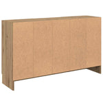Aparador clásico HKH de madera procesada y cristal, 2 puertas, 120 x 30,5 x 70 cm - Roble artesano