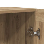 Aparador clásico HKH de madera procesada y cristal, 2 puertas, 120 x 30,5 x 70 cm - Roble artesano