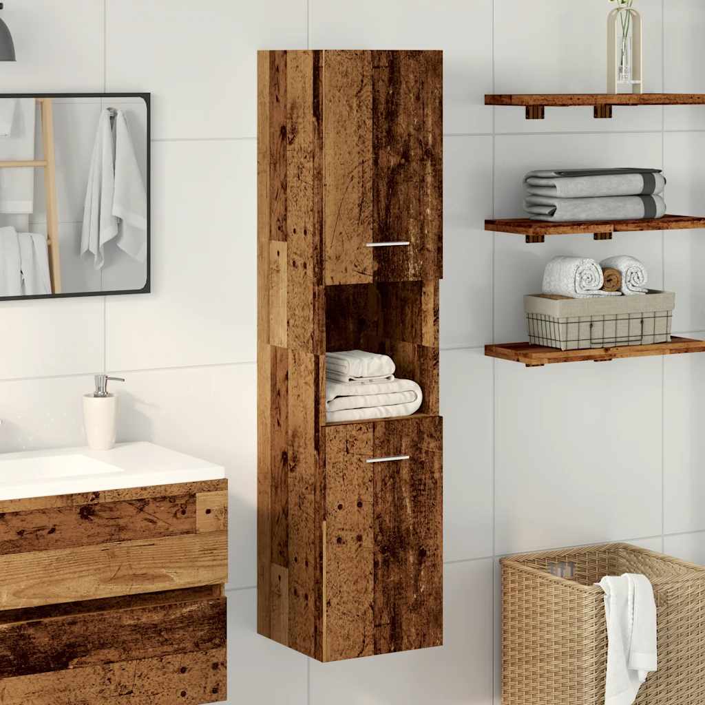 HKH Armário Suspenso de WC em Madeira Velha - 30x30x130cm