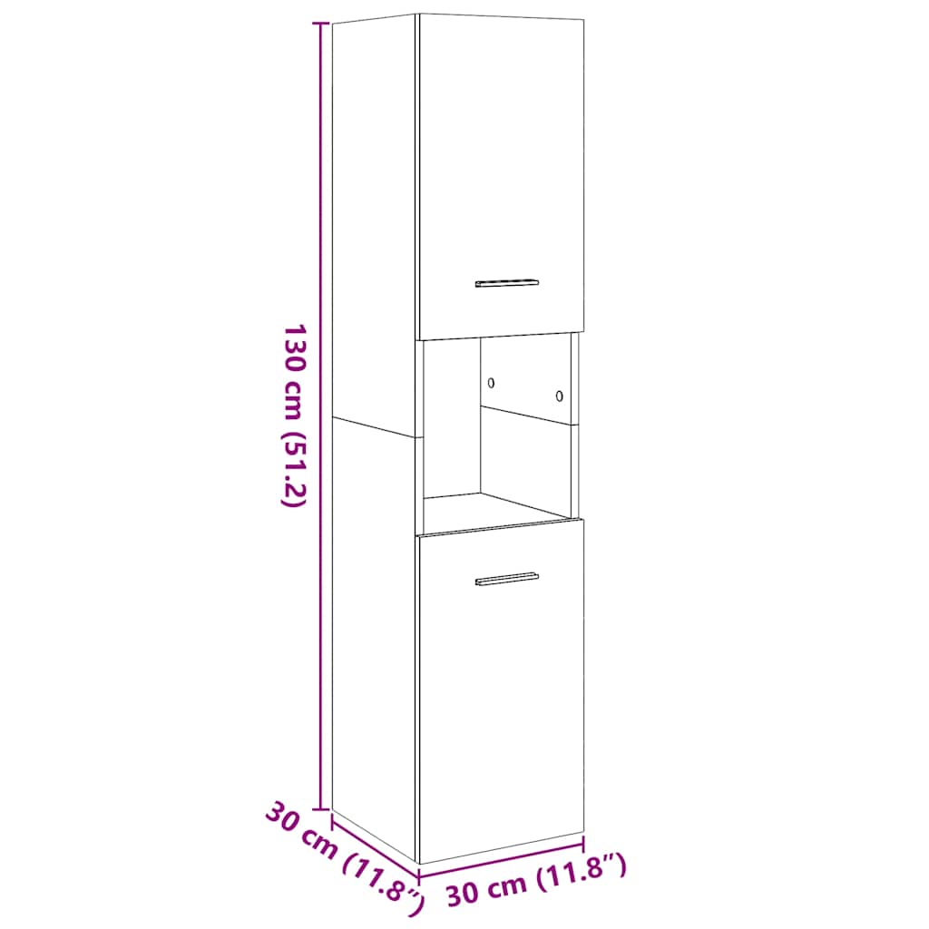 HKH Armario alto de baño de madera vieja - 30x30x130cm