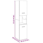 HKH Armario alto de baño de madera vieja - 30x30x130cm
