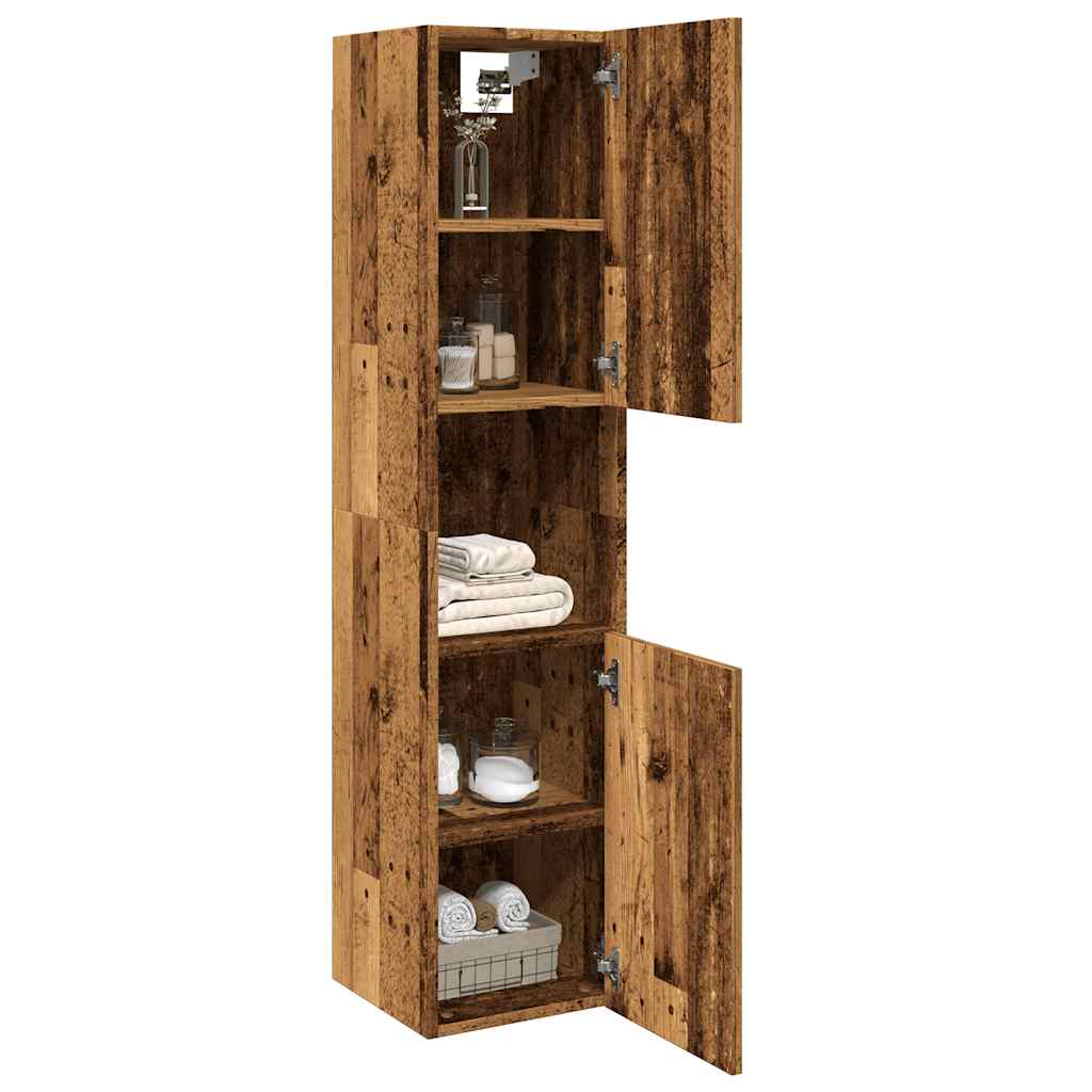 HKH Armario alto de baño de madera vieja - 30x30x130cm