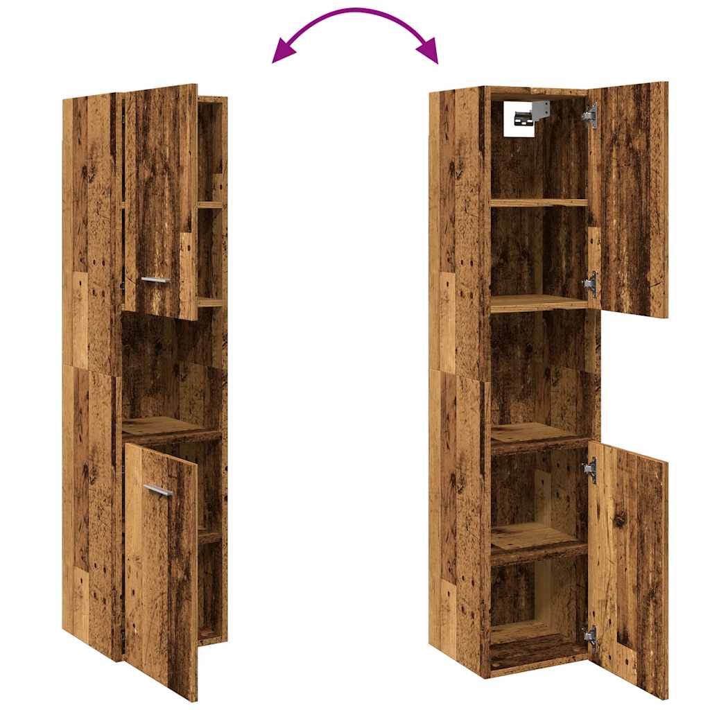 HKH Armario alto de baño de madera vieja - 30x30x130cm