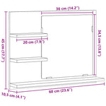 HKH Armario C/ Espejo P/ Cuarto de Baño en Madera Vieja - 60x10,5x45 Cm