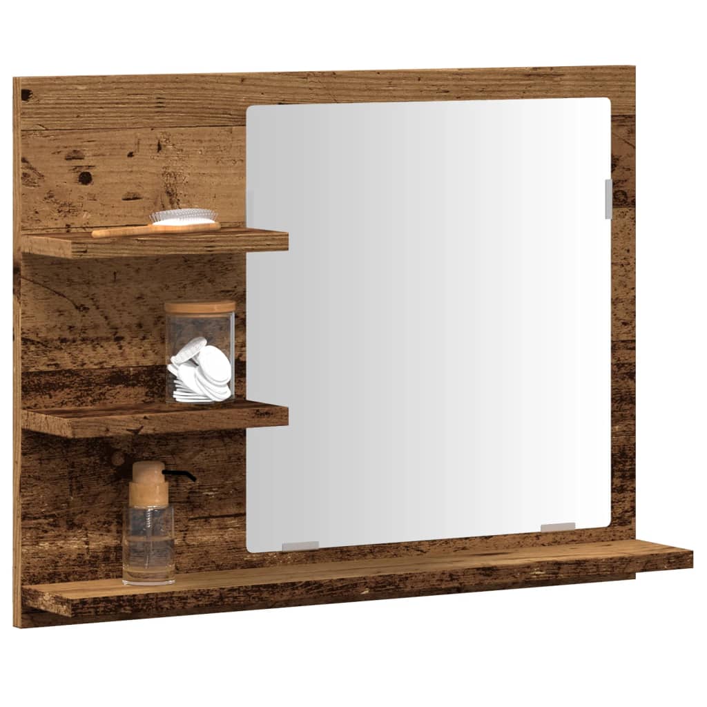 HKH Armario C/ Espejo P/ Cuarto de Baño en Madera Vieja - 60x10,5x45 Cm