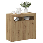 HKH Aparador Moderno en derivados de Madera, Cristal con Luces Led - Roble Artesano