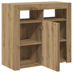 HKH Aparador Moderno en derivados de Madera, Cristal con Luces Led - Roble Artesano