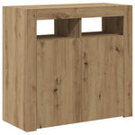 HKH Aparador Moderno en derivados de Madera, Cristal con Luces Led - Roble Artesano
