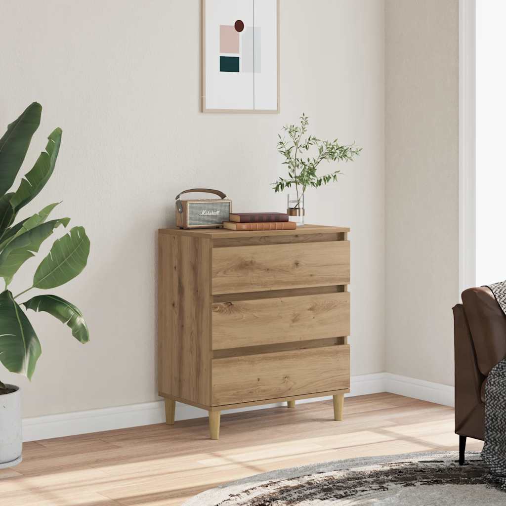 Aparador HKH en derivados de madera con 3 Cajones 60 X 35 X 70 Cm - Roble Artesano