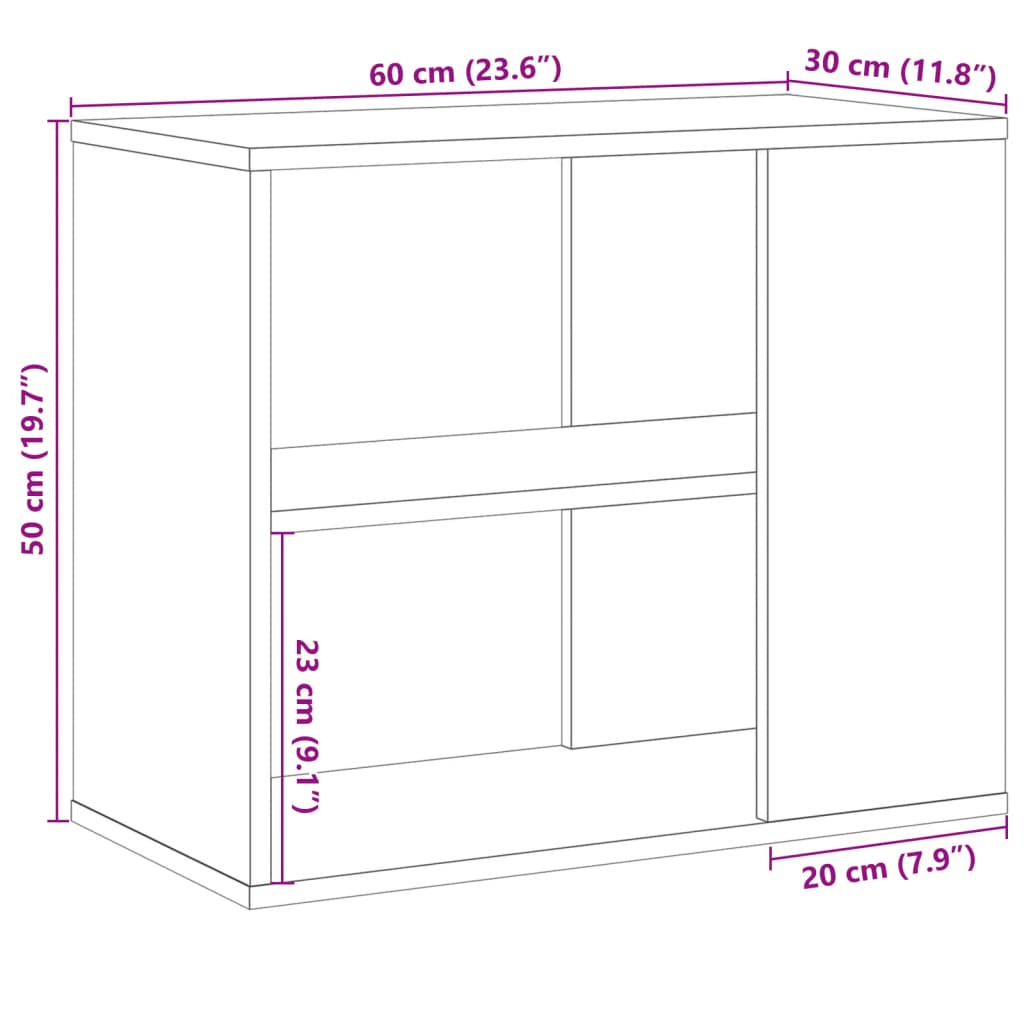 HKH Móvel Lateral em derivados de Madeira 60 X 30 X 50 Cm - Madeira Velha