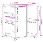 HKH Mueble Móvil con Ruedas en Madera Vieja - 60x53x72 Cm