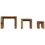 HKH Juego de 3 Mesas Anidables de Derivados de Madera - Antiguo