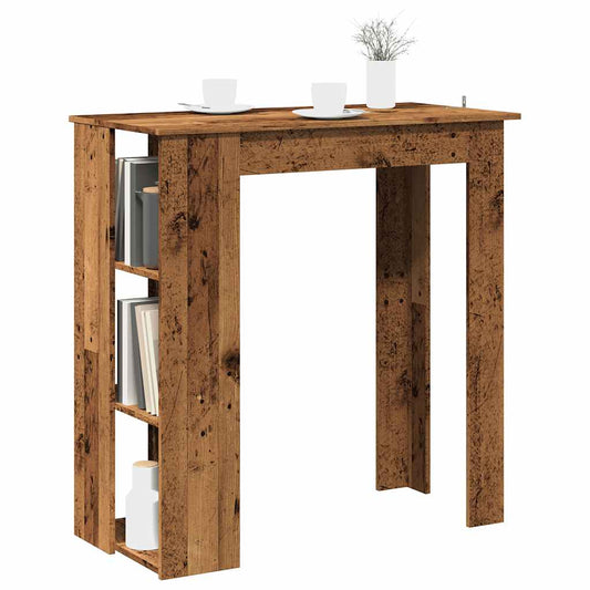 HKH Mesa de Bar com Prateleiras em Derivados de Madeira Madeira Velha
