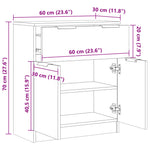 Aparador Clásico HKH de Madera Derivada con 2 Cajones 60 X 30 X 70 Cm - Madera Vieja