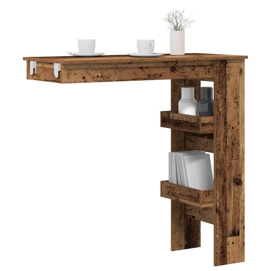 HKH Mesa de Bar de Parede em Madeira Antiga
