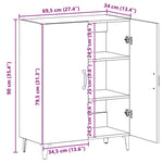 HKH Aparador Clásico de Madera de Ingeniería 70 X 34 X 90 Cm - Roble Artesanal