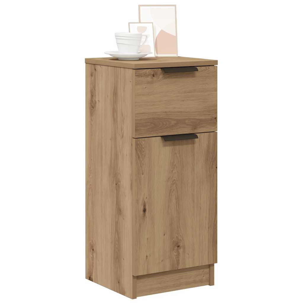 HKH Aparador en derivados de madera con una puerta y un cajón 30 x 30 x 70 cm - Roble artesano