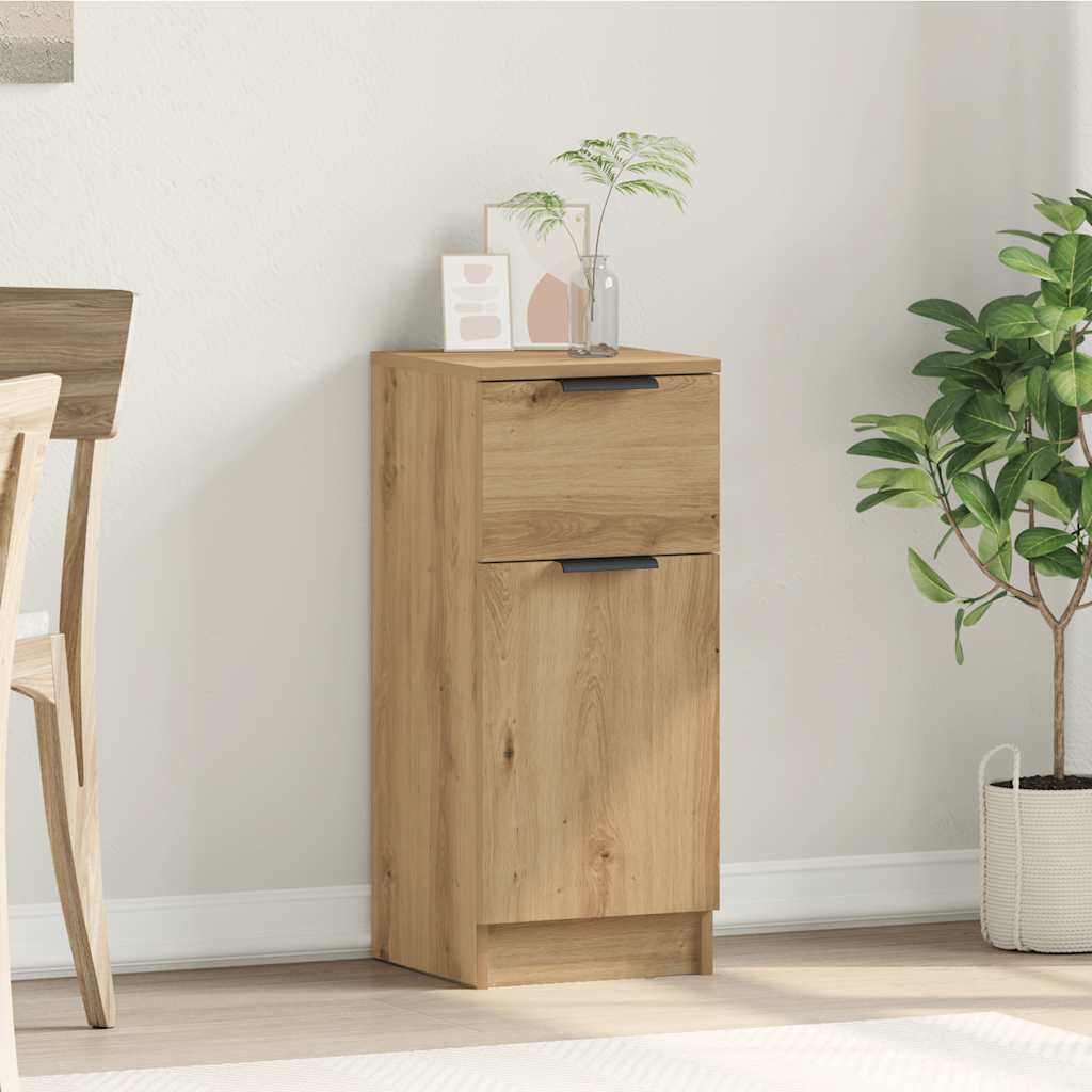 HKH Aparador en derivados de madera con una puerta y un cajón 30 x 30 x 70 cm - Roble artesano