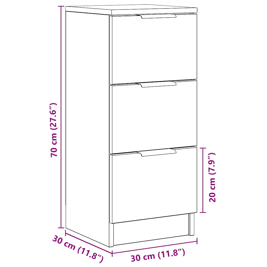 Aparador HKH en derivados de Madera 30 X 30 X 70 Cm - Roble Artesanal