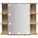 HKH Armário Espelhado com LED em Carvalho Artisiano - 70x16,5x60 Cm