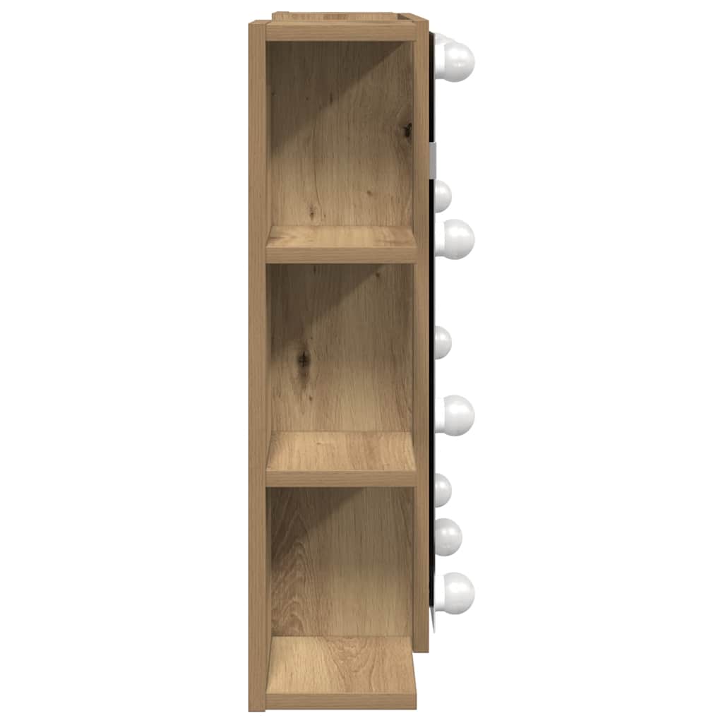 HKH Armário Espelhado com LED em Carvalho Artisiano - 70x16,5x60 Cm