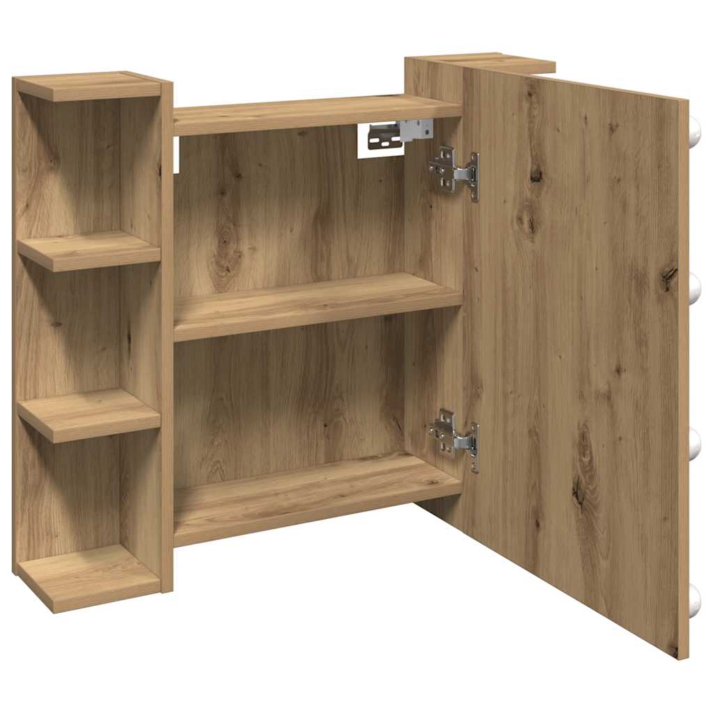 HKH Armário Espelhado com LED em Carvalho Artisiano - 70x16,5x60 Cm