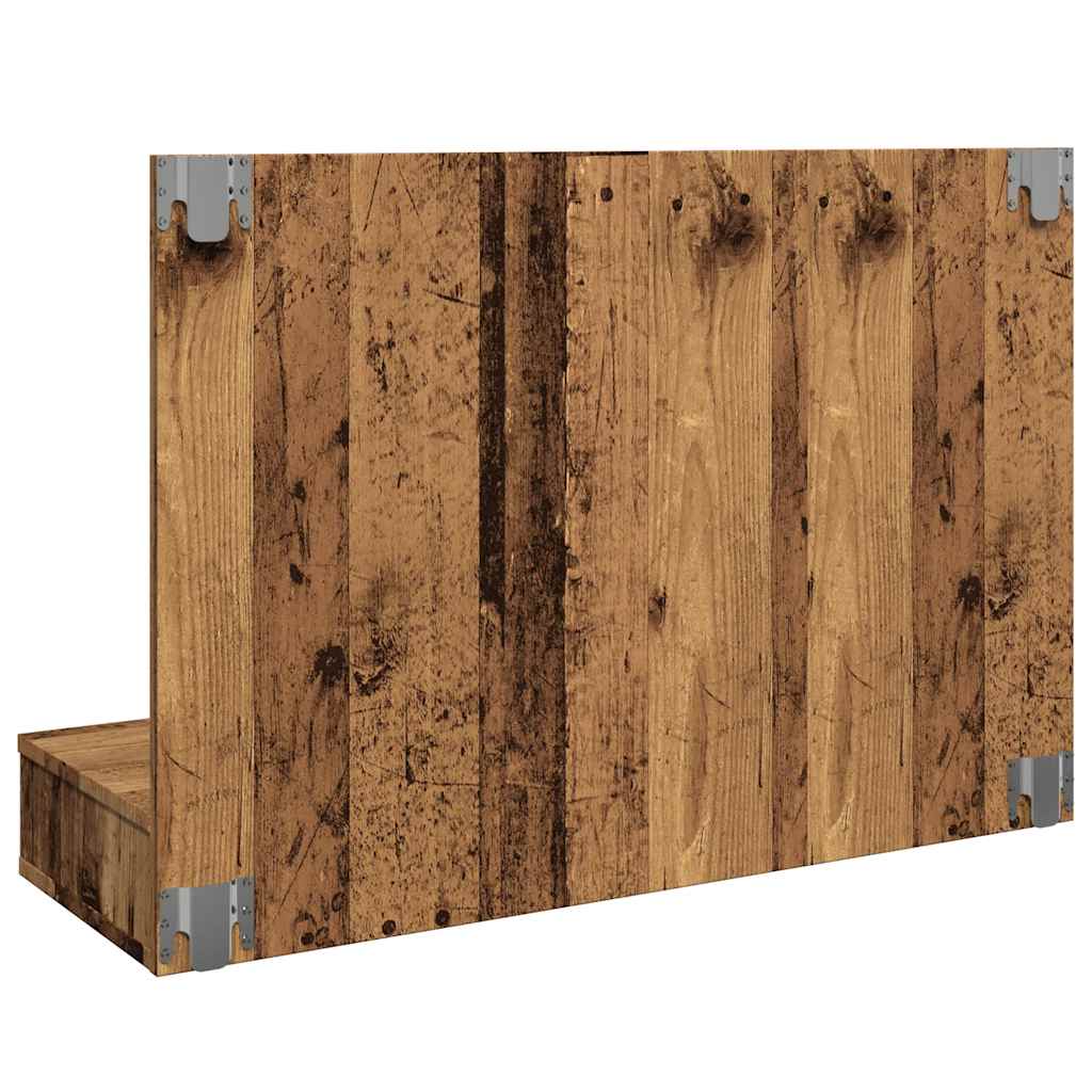 HKH Armário Espelhado com Luzes LED em Madeira Velha - 90x31,5x62 Cm