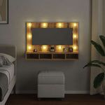 HKH Armário com Espelho com LED em Carvalho Artesanal - 90x31,5x62 Cm