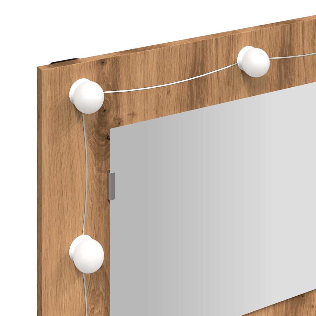 HKH Armário com Espelho com LED em Carvalho Artesanal - 90x31,5x62 Cm