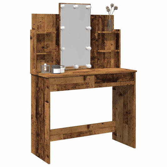 HKH Toucador com Luzes LED Cor em Madeira Velha - 96x40x142 Cm